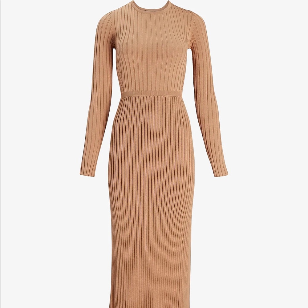 Ribbed Crew Neck Maxi Sweater Dress